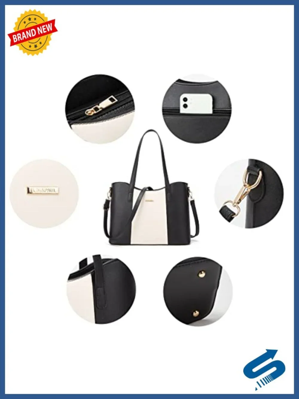 4-Piece Satchel Handbag Set with Wallet Clutch and Card Holder